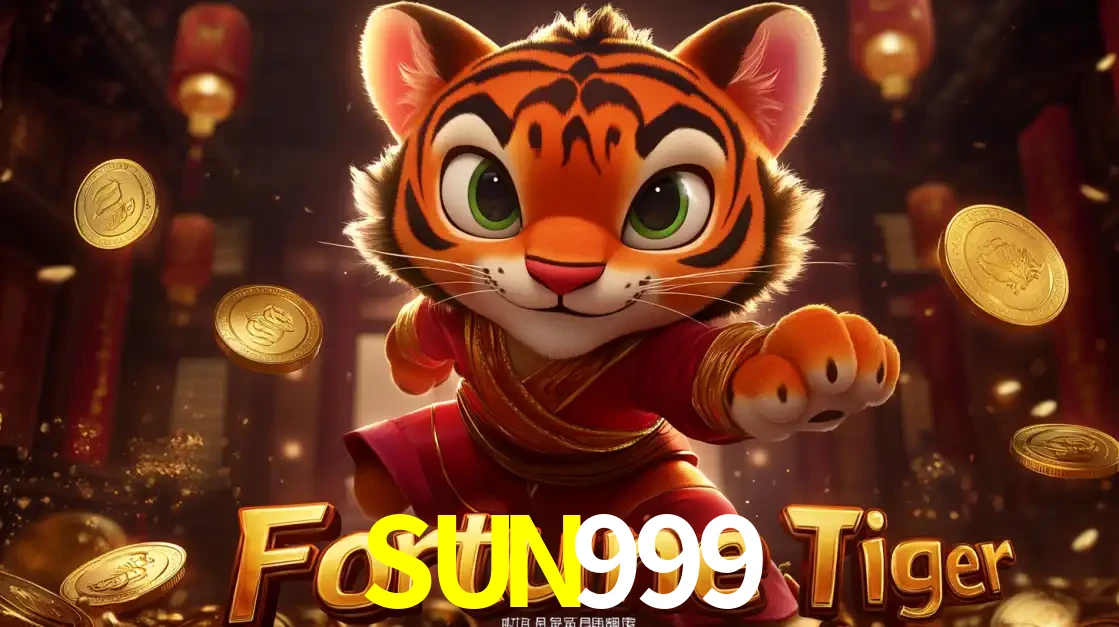 O carismático mascote do jogo de slot Fortune Tiger, um tigre fofo em pose de artes marciais, pronto para trazer sorte e multiplicadores de ganhos no cassino online SUN999.