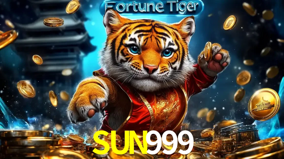 Imagem promocional do jogo de slot Fortune Tiger, com um tigre majestoso em traje tradicional cercado por uma fortuna em moedas de ouro, disponível agora no cassino SUN999.